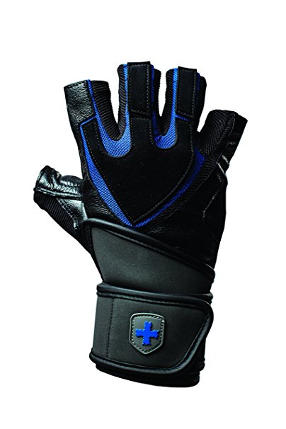 Harbinger Training Grip WristWrap Tech Gel-Padded Leather Palm Weightlifting Gloves, Pair