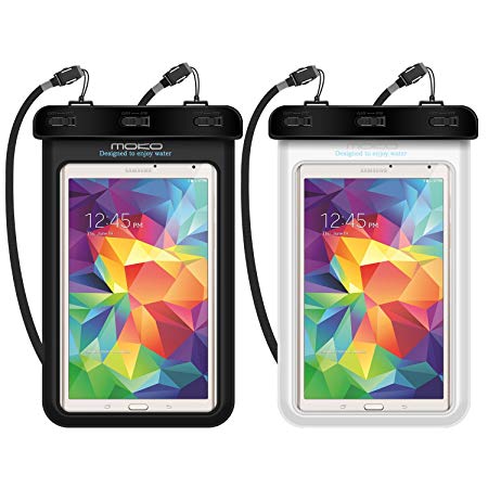 Universal Waterproof Case, MoKo [2-Pack] Dry Bag Pouch for iPad Mini 4/3/2, Samsung Tab 5/4/3, Galaxy Note 8, Tab E/Tab A 8.0, LG G Pad III 8.0, Google Nexus 7(FHD) & More Up to 8.3", BLACK   WHITE