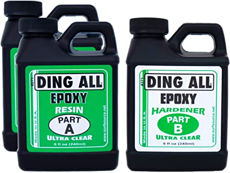 Ding All 24 Ounces Epoxy Resin Kit with 2 Parts Resin to 1 Part hardener For Surfboard Construction, Ding Repairs, and Other Epoxy Repair Projects