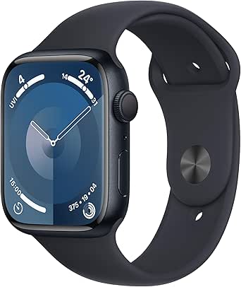 Apple Watch Series 9 [GPS 45-mm] Smartwatch with Aluminum Case with Midnight Sport Band M/L