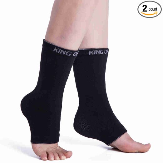 King of Kings (1 Pair) Foot Care Compression Sleeve Socks Foot & Ankle Arch Support Brace for Plantar Fasciitis, Injury Recovery, Relieve Pain- Black