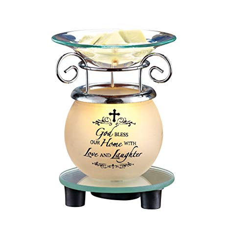 Collections Etc Lighted God Bless Our Home Plug-in Wax Melt Warmer, Tabletop Decoration for Any Room in Home