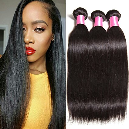 Beauty Forever Hair 6a Brazilian Virgin Straight Hair Weave 3bundles 100% Unprocessed Human Hair Extensions Natural Color Can Be Dyed and Bleached (10 12 14)