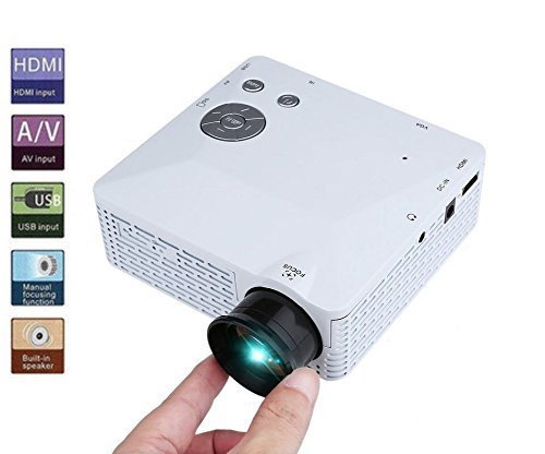 Home Theater Projector, 80'' Multi-media Portable Mini LED Projector for Home Cinema Video Games Family Entertainment with HDMI USB SD AV VGA Port - White