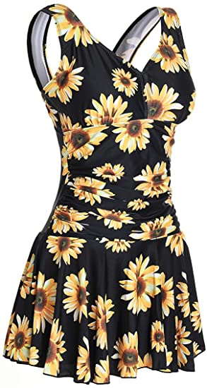 MiYang Women's Plus-Size Flower Printing Shaping Body One Piece Swim Dresses Swimsuit