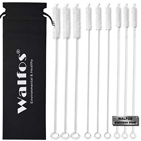WALFOS Drinking Straw Brush Set, 3 piece 8" x 6 mm and 3 piece 8" x 8 mm Cleaner Brush for Stainless Steel Tumbler Reusable Straws - 3 piece 8" x 10 mm Cleaning Brush for Smoothie Straws