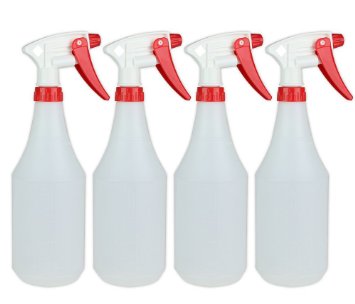 ChefLand 24 Oz Large Durable Round Empty Spray Bottles, Liquid / Water Spray Bottle, Value Pack of 4