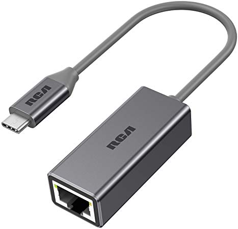 RCA USB C to Ethernet Adapter,USB Type C to 1000/100/10Mbps RJ45 LAN Gigabit Ethernet Network Adapter for Type C Laptops and Other USB Type C Devices,Windows 7/8/8.1/10,MacOS 10.6 or Above