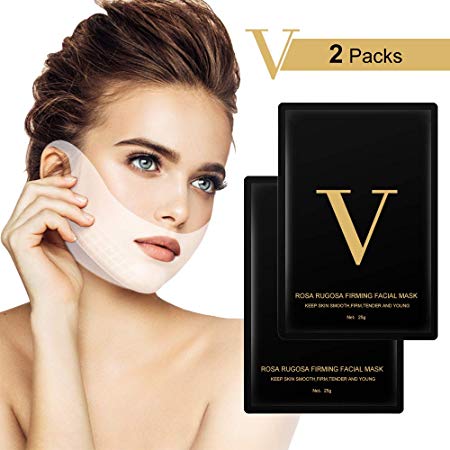 V Line Lifting Face Mask, 2 Pcs Chin Up Tightening Patch, Double Chin Reducer Intense Lift Layer Mask, V Shape Slimming Facial Neck Mask, V Line Firming Moisturizing Tape Mask for Face and Neck Lift