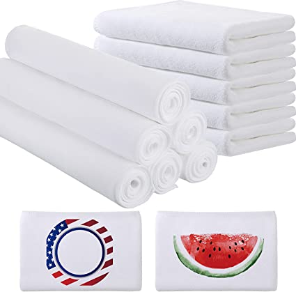 Sublimation Towels Polyester Blank White Microfiber Dish towels Thick Drying Towel Hand Towel for Bathroom and Dish Towel for Kitchen, 32x12 Inch (6 Pieces)