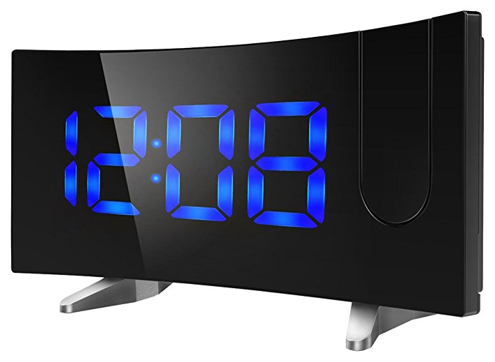 Projection Alarm Clocks, (Latest Version)Pictek Digital Radio Clock with 5'' LED Screen, Dual Alarms, Snooze Function, FM Radio, 12/24 Hour, USB Charging, Battery Backup, Perfect for Kids and Household