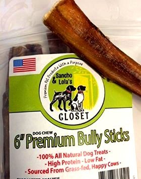 6 INCH Bully Sticks for Dogs Made in USAGrass-Fed Kosher AMERICAN BeefNo Antibiotics No Growth Hormones 100 Grain-Free Long Lasting Dog Chews by Sancho and Lolas Closet