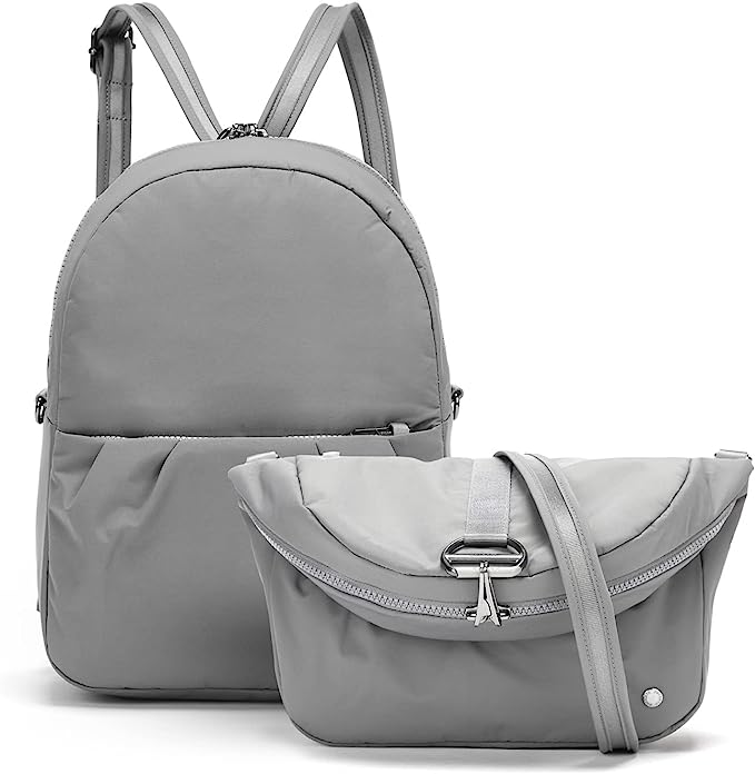 Pacsafe Women's Citysafe CX Anti Theft Convertible Backpack-Fits 11" Tablet, ECONYL Gravity Gray