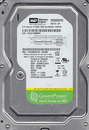 WD3200AVVS-63L2B0 Western Digital 320GB 5400RPM SATA 3.0Gbps 3.5インチ AVハードドライブ