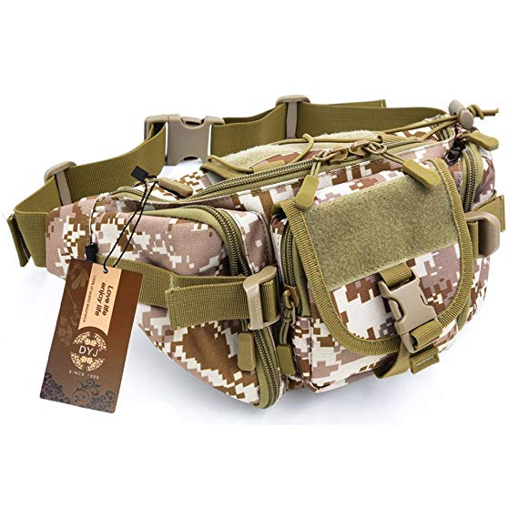 DYJ Tactical Fanny Pack Military Waist Bag Pack Utility Hip Pack Bag with Adjustable Strap Waterproof for Outdoors Fishing Cycling Camping Hiking Traveling Hunting Shopping Dog Walking