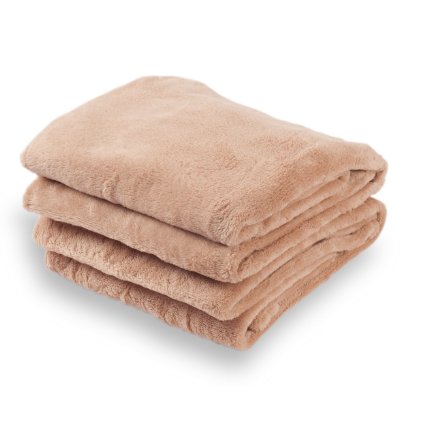 Sofantex Super Soft Blanket/Throw - Reversible Blanket, 40" L X 60" W, Camel, 2 Piece