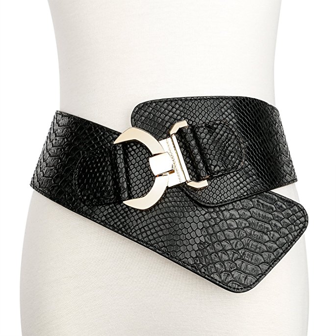 JasGood Women's Wide Elastic Stretch Adjustable Waist Belt Fashion Snake Pattern