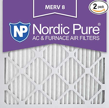 Nordic Pure 14x14x1M8-2 MERV 8 AC Furnace Filter 14x14x1 Pleated Merv 8 AC Furnace Filters Qty 2