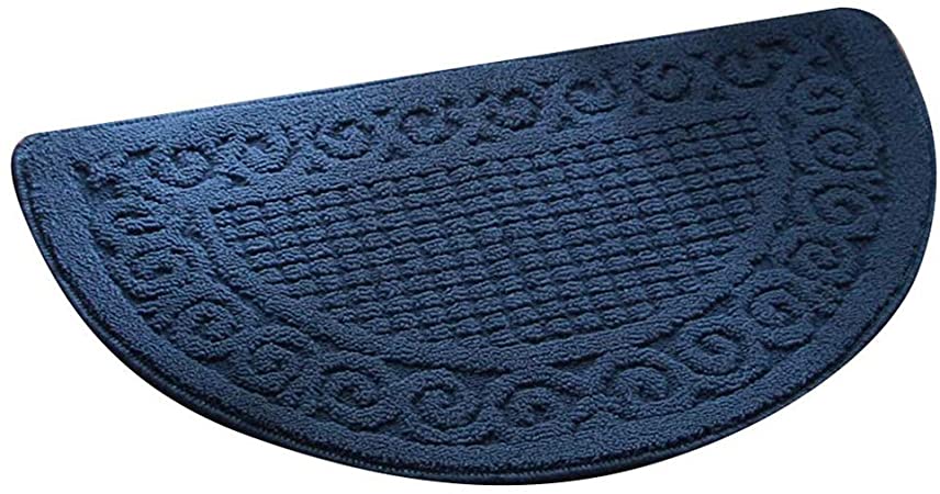 Olpchee Half Round Non-Slip Kitchen Bedroom Toilet Doormat Floor Rug Mat Keeps Your Floors Clean Decorative Design (Large, Blue)