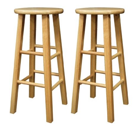 Winsome Wood 29-Inch Square Leg Barstool with Natural Finish, Set of 2