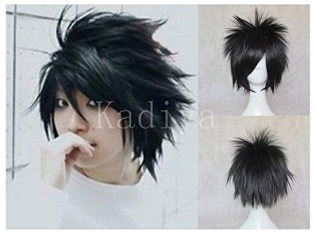 Kadiya Cosplay Wig Death Note L.Lawliet Short Stylish Black Synthetic Hair