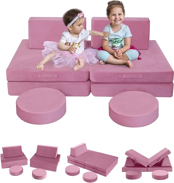 MeMoreCool Kids Couch, Kids Play Couch, Kid Couch Sofa, Kids Couch for Playroom, Modular Kids Couch, Foam Sofa