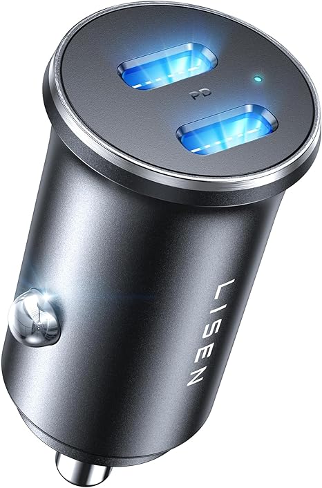 LISEN 90W USB C Car Charger Adapter, Dual USB C Port PD45W iPhone Car Charger Fast Charging, Mini USB C 12v USB Socket Cigarette Lighter USB Charger for iPhone 15 Pro Max 14 13 Galaxy S23/22 iPad Pro