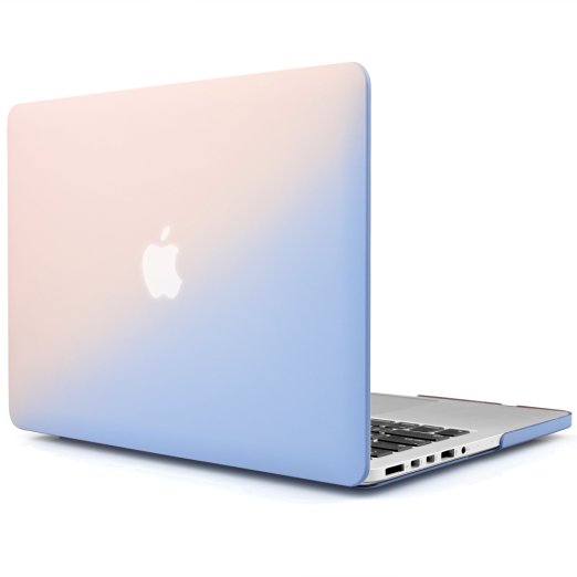 iDOO Matte Rubber Coated Soft-Touch Plastic Hard Case for [ MacBook Pro 15 inch Retina - Without CD Drive: A1398 ]- Rose Quartz & Serenity