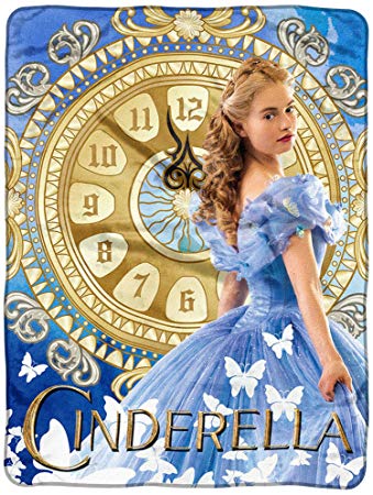 Northwest The Company Disney's Live Action Cinderella Clock Strikes 12 Micro Raschel Throw, 46 by 60"