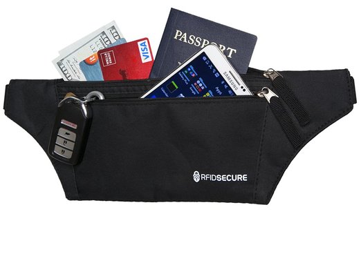 RFID Blocking Waist Wallet - Money Belt - Travel Belt - Passport Holder - Card Wallet
