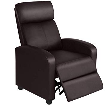 Yaheetech Recliner Chair PU Leather Recliner Sofa Adjustable Modern Single Reclining Seating Upholstered Sofa with Pocket Spring Living Room