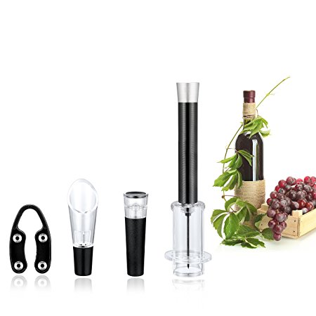 Deik Air Pressure Wine Opener, Air Wine Bottle Opener with Foil Cutter, Wine Aerator Pourer, and Vacuum stopper