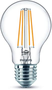 Philips LED Classic A60 Clear Light Bulb 2 Pack [E27 Edison Screw] 60W, Cool White 4000K, Non Dimmable