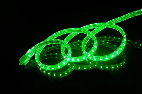 CBConcept UL Listed, 30 Feet, Super Bright 8100 Lumen, Green, Dimmable, 110-120V AC Flexible Flat LED Strip Rope Light, Commercial Grade, Indoor Outdoor use, Ready to plug n shine
