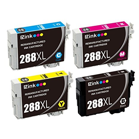 E-Z Ink (TM) Remanufactured Ink Cartridge Replacement for Epson 288 288XL High Capacity (1 Black, 1 Cyan, 1 Magenta, 1 Yellow) 4 Pack for Expression XP-330 Expression XP-430 Expression XP-434 Printer