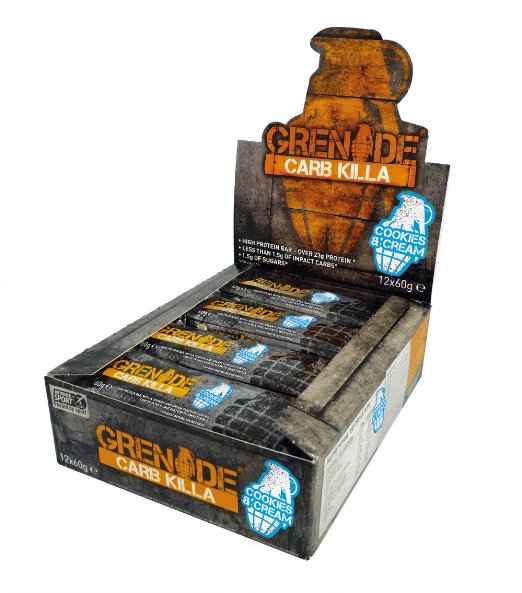Grenade Carb Killa High Protein and Low Carb Bar 60 g - Cookies and Cream Pack of 12