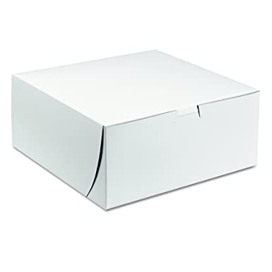 Southern Champion Tray 0961 Premium Clay Coated Kraft Paperboard White Non-Window Lock Corner Bakery Box, 9" Length x 9" Width x 4" Height (Case of 200)