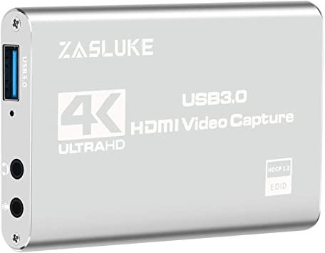 ZasLuke Game Capture Card, USB 3.0 4K Audio Video Capture Card with HDMI Loop-Out 1080P 60FPS Live Streaming HDMI Capture for PS4, Nintendo Switch, Xbox One&Xbox 360 and More