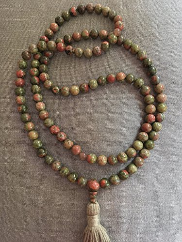 Unakite and Moonstone Mala 108 Beads // Mala Necklace // Prayer Beads // Tassel Mala // Meditation
