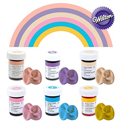 Wilton Icing Colour Gel Paste Pastel Rainbow Colours Set - 6x 28g