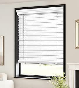 LazBlinds 2-inch Cordless Faux Wood Blinds with Royal Valance, Room Darkening Horizontal Window Blinds, Inside Mount Blinds for Windows - Actual Blinds Size: 22.5'' W x 48'' H - White