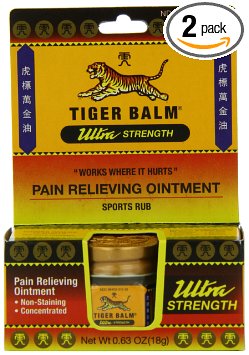 Tiger Balm Pain Relieving Ointment Non-Staining Ultra Strength 063 Ounces Pack of 2
