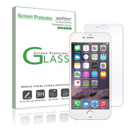 amFilm® iPhone 6S Plus Tempered Glass Screen Protector [3D Touch Compatible] for iPhone 6 Plus and iPhone 6S Plus 5.5 inch 5.5" 2014 ATT Verizon T-mobile (1-Pack) [Lifetime Warranty]