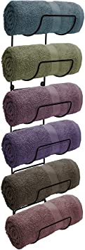 Sorbus Towel Rack Holder - Wall Mounted Storage Organizer for Towels, Washcloths, Hand Towels, Linens, Ideal for Bathroom, Spa, Salon, Modern Design (Black)