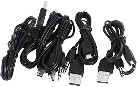 uxcell Mini USB B Male to USB 2.0 3.5mm Jack Audio Data Cable 50cm 5 Pcs