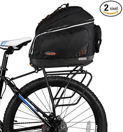 Ibera Bike PakRak Clip-On Commuter Bag & Carrier Plus  Rack (Disk Brake Mounts) Combo Set