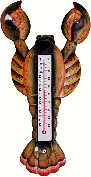 Songbird Essentials SE2177021 Brown LOBSTER Small Window Thermometer (Set of 1)