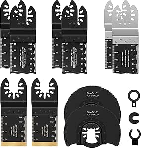 13pcs Multi Tool Blades Set, Universal Oscillating Saw Blades Set, Multi Tool Accessories, Compatible with Fein Multimaster, Ryobi, Milwaukee, Bosch, Dremel, Rockwell, Makita