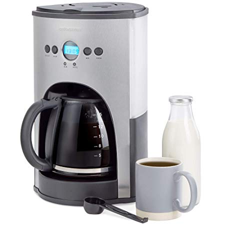 Andrew James Filter Coffee Maker with Timer | Programmable Automatic Drip Machine with Digital LED Display for Delay Start Timer & Keep Warm Functions | 1.8L / 15 Cup Carafe & Warming Plate | 1100w