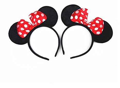 Mouse Ears Headband Children Birthday Party Supplies Girls Mom Baby Hair Accessories Party Decoration Gift Baby Shower Valentine's Day Halloween Christmas Set of 2
